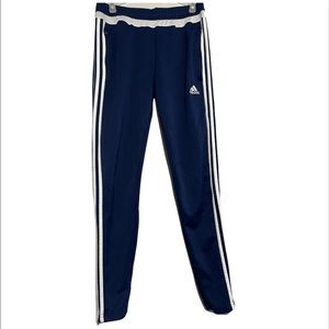Navy Adidas Soccer Pants with White Stripes